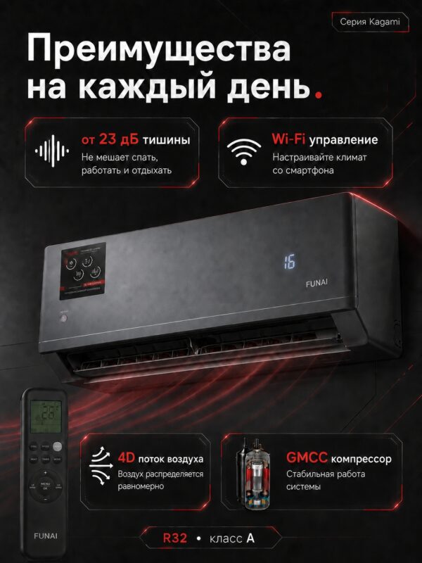 Сплит-система Funai KAGAMI RAC-KM35HP.D01 до 35 м²