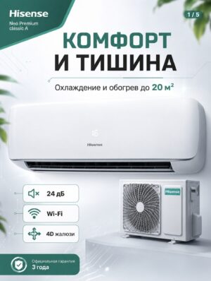 Сплит-система Hisense NEO Premium Classic A Wi‑Fi AS-07HW4SYDTG035 до 21 м²