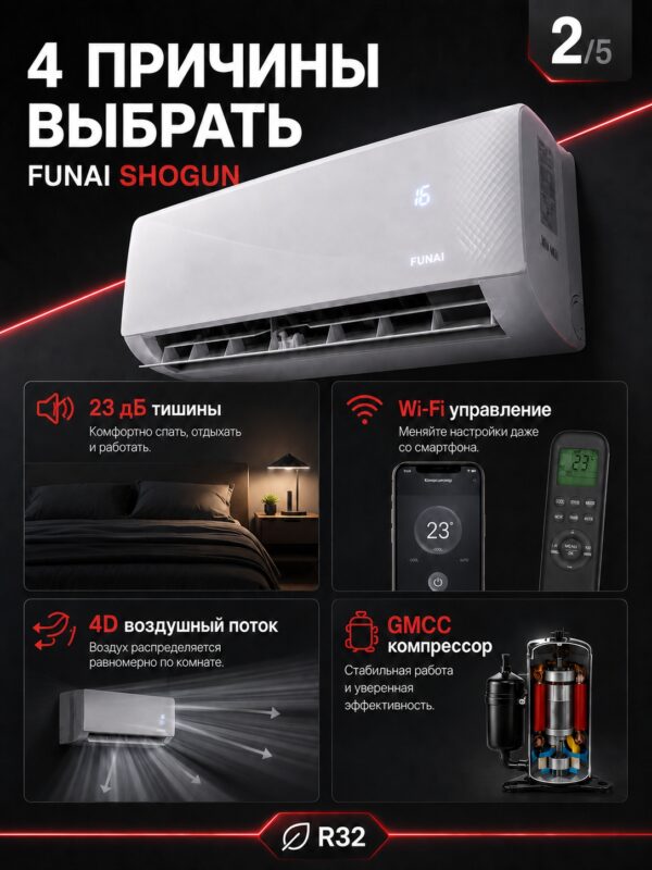 Сплит-система Funai SHOGUN RAC-SG35HP.D05 до 35 м²