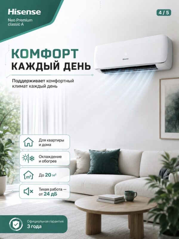 Сплит-система Hisense NEO Premium Classic A Wi‑Fi AS-07HW4SYDTG035 до 21 м²