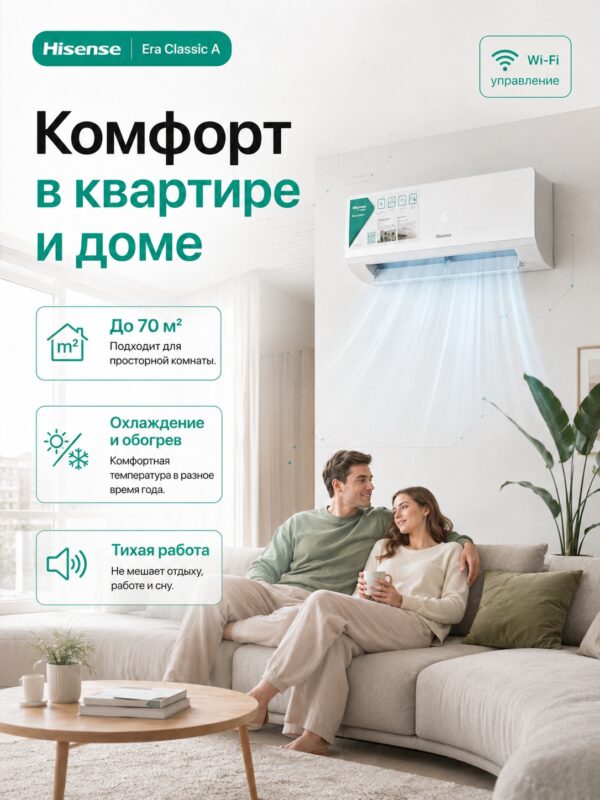 Сплит-система Hisense ERA Classic A AS-24HW4RBSKC00 до 70 м²