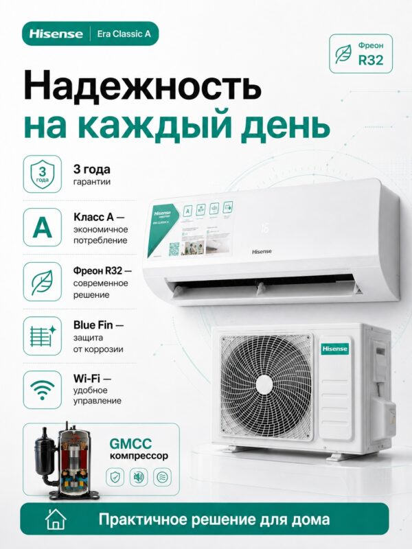 Сплит-система Hisense ERA Classic A AS-24HW4RBSKC00 до 70 м²