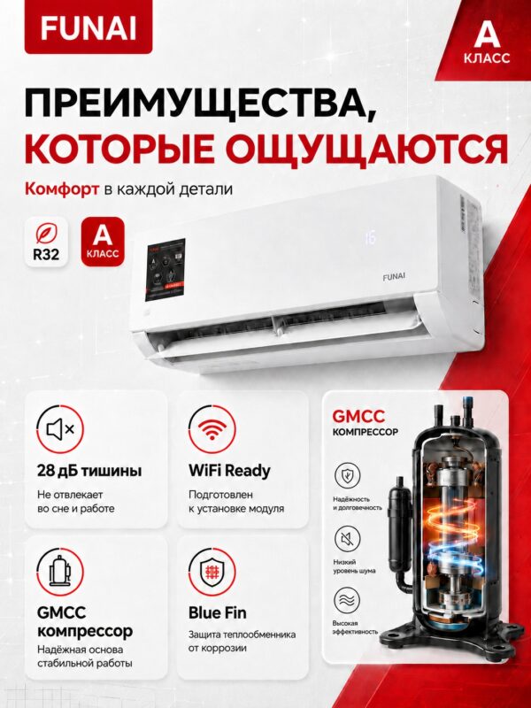 Сплит-система Funai Sensei 2.0 RAC-SN55HP.D07 до 50 м²