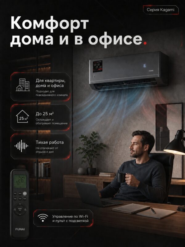 Сплит-система Funai KAGAMI RAC-KM25HP.D01 до 25 м²