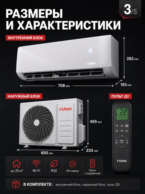 Сплит-система Funai SHOGUN RAC-SG20HP.D05 до 20 м²