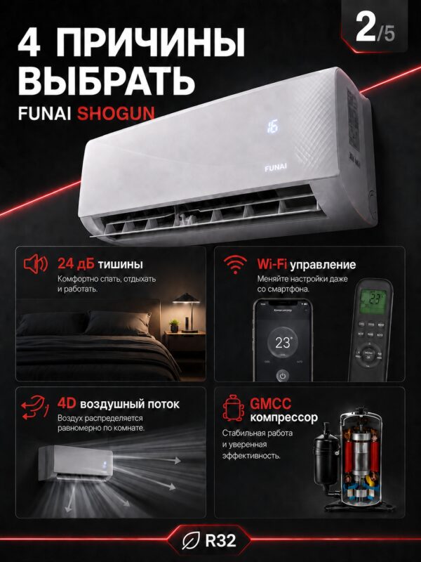 Сплит-система Funai SHOGUN RAC-SG55HP.D05 до 50 м²
