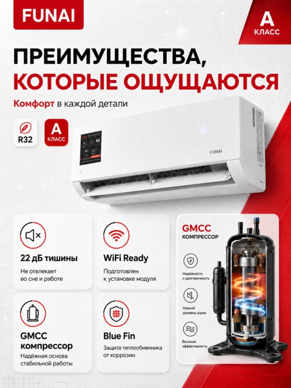 Сплит-система Funai Sensei 2.0 RAC-SN20HP.D07 до 20 м²