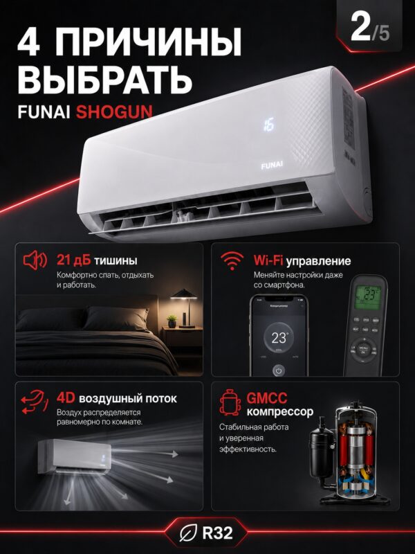 Сплит-система Funai SHOGUN RAC-SG25HP.D05 до 25 м²