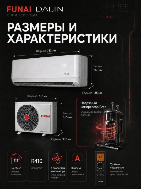 Сплит-система Funai DAIJIN RAC-DA35HP.D01 до 35 м²