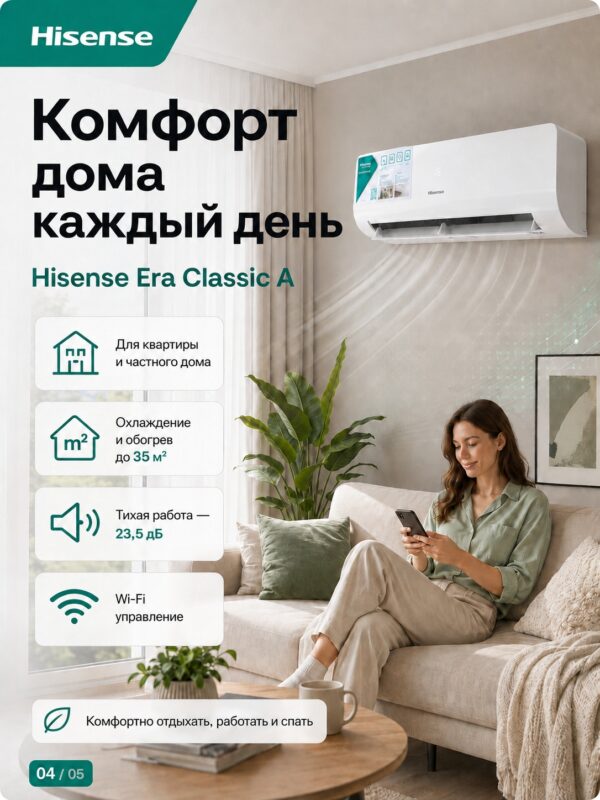 Сплит-система Hisense ERA Classic A AS-12HW4RLRKC01A до 34,5 м²