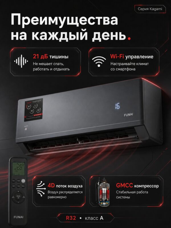 Сплит-система Funai KAGAMI RAC-KM20HP.D01 до 20 м²