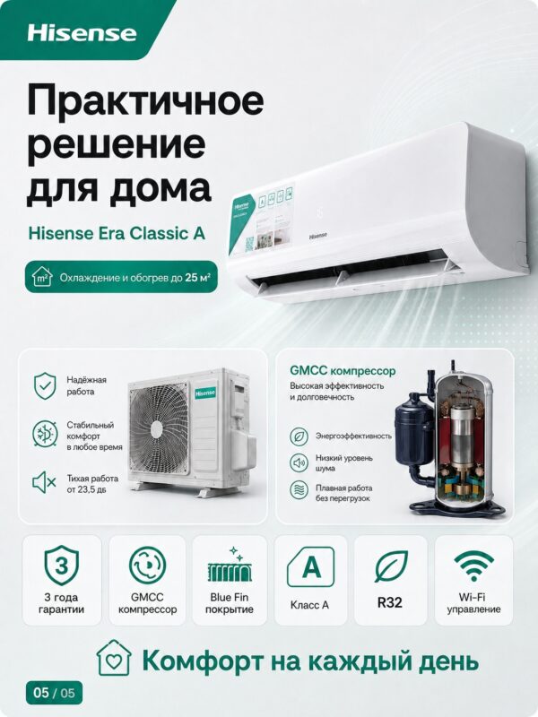 Сплит-система Hisense ERA Classic A AS-09HW4RLRKC01A до 27 м²