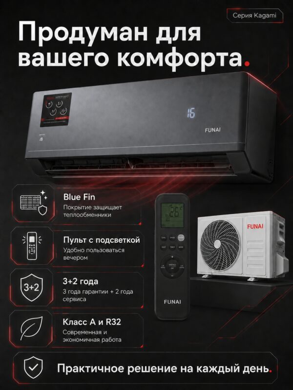 Сплит-система Funai KAGAMI RAC-KM25HP.D01 до 25 м²