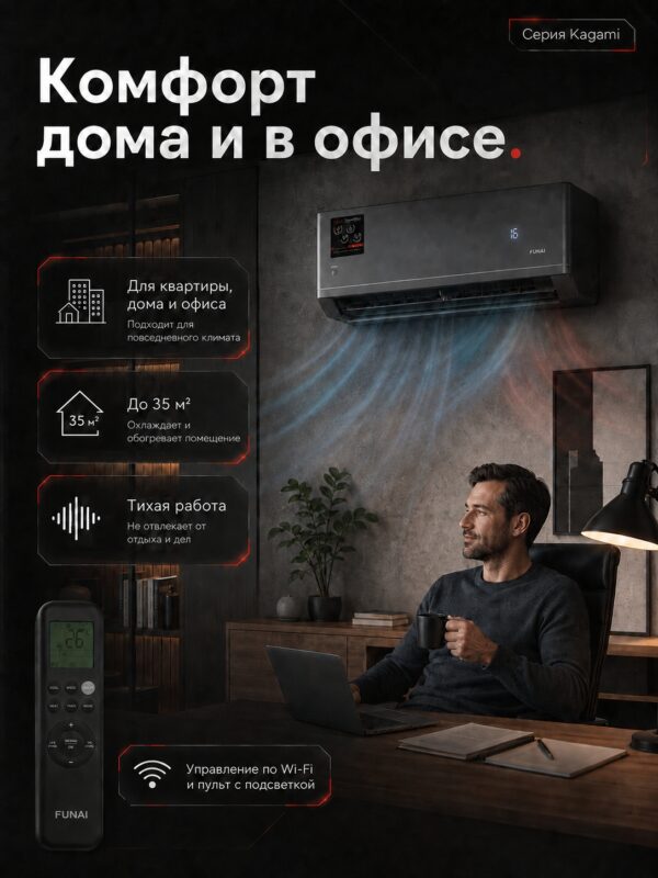 Сплит-система Funai KAGAMI RAC-KM35HP.D01 до 35 м²