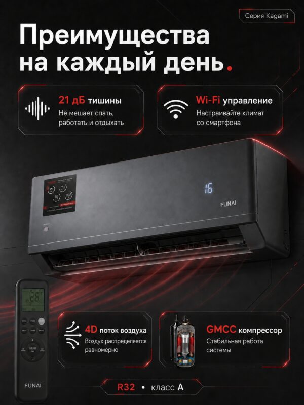 Сплит-система Funai KAGAMI RAC-KM25HP.D01 до 25 м²